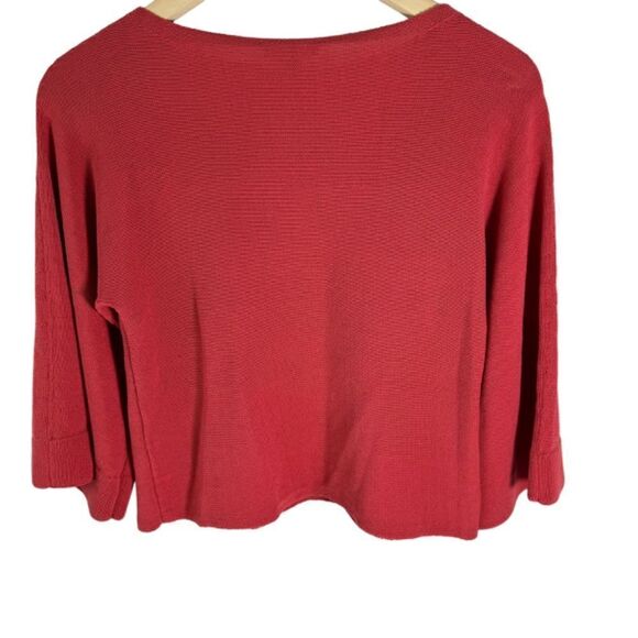 Eileen Fisher Red Organic Cotton/Nylon Blend 3/4 Sleeve Boat Neck Sweater Sz XXS - Picture 2 of 8